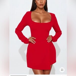 Fashion Nova Red Long Sleeve Romper